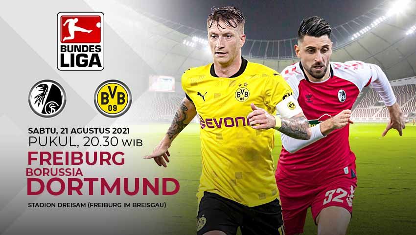 Berikut link live streaming pertandingan Bundesliga Jerman 2021/22 pekan ke-2 antara Freiburg vs Borussia Dortmund. Copyright: © Grafis:Yanto/Indosport.com