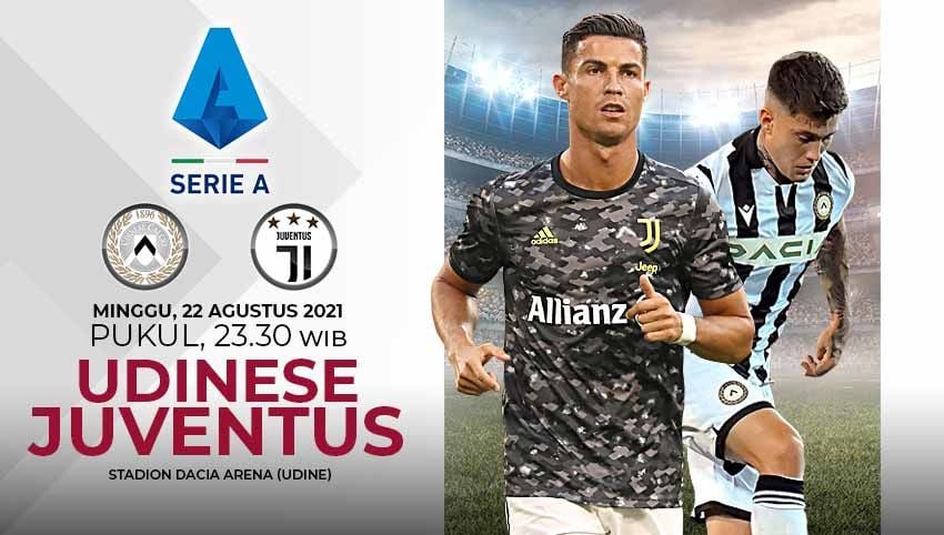 Juventus akan memulai petualangannya di Liga Italia 2021/22 dengan bertandang ke markas Udinese pada pekan perdana Serie A di Dacia Arena, Minggu (22/08/21). Copyright: © Grafis:Yanto/Indosport.com