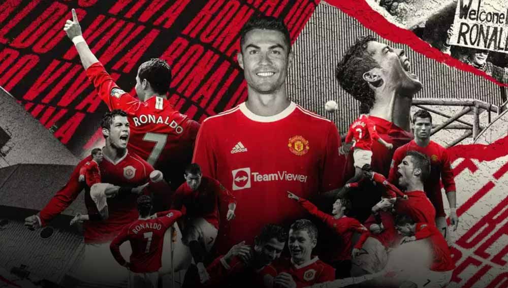 Cristiano Ronaldo menuliskan pesan menyentuh sesaat setelah dirinya resmi kembali pulang ke Manchester United di Liga Inggris. Copyright: © manutd