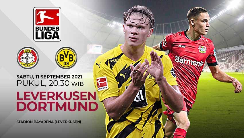 Berikut prediksi pertandingan pekan keempat Bundesliga Jerman 2021/22 antara Bayer Leverkusen vs Borussia Dortmund, Sabtu (11/09/21) mulai pukul 20:30 WIB. Copyright: © Grafis:Yanto/Indosport.com