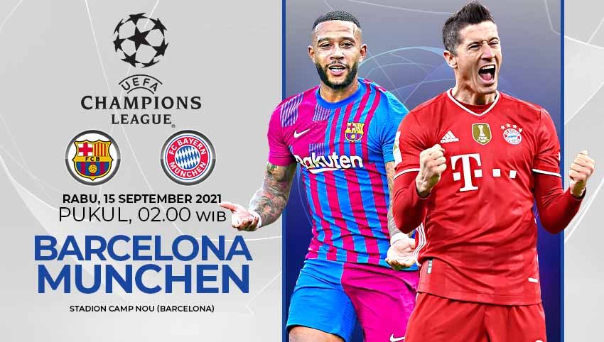 Berikut prediksi pertandingan akbar matchday 1 Grup E Liga Champions 2021/2022 antara Barcelona vs Bayern Munchen, Rabu (14/09/21) dini hari WIB. Copyright: © Grafis:Yanto/Indosport.com