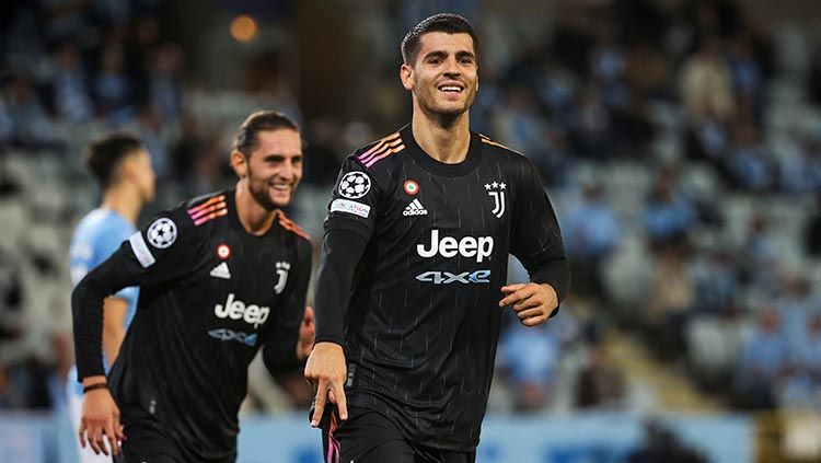 Selebrasi gol Alvaro Morata di laga Liga Champions Malmo FF vs Juventus. (REUTERS) Copyright: © REUTERS