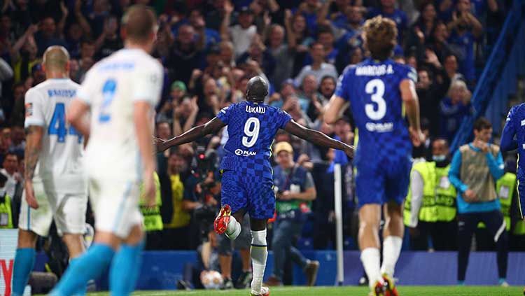 Selebrasi gol Romelu Lukaku di laga Liga Champions Chelsea vs Zenit St Petersburg. Copyright: © REUTERS