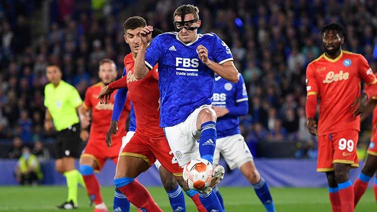 Situasi laga Leicester City vs Napoli di Liga Europa.. Copyright: © REUTERS