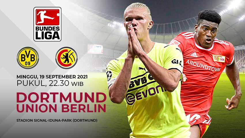 Prediksi pertandingan Bundesliga Jerman antara Borussia Dortmund vs Union Berlin, yang bakal digelar pada Minggu (19/09/21) malam WIB. Copyright: © Grafis: Yuhariyanto/Indosport.com