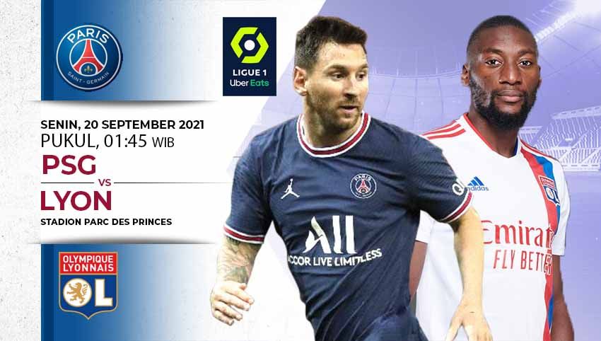Pertandingan Ligue 1 Prancis 2021-2022 antara Paris Saint-Germain (PSG) vs Olympique Lyon bisa disaksikan secara live streaming, Senin (20/09/21). Copyright: © INDOSPORT