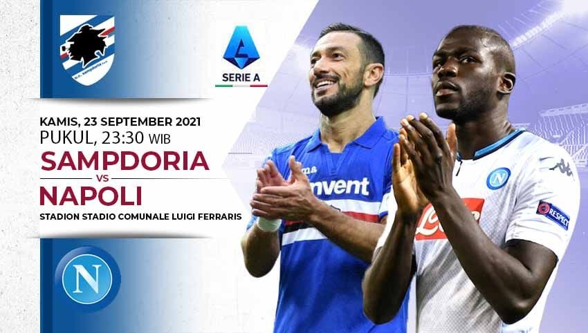 Berikut link live streaming pertandingan Liga Italia 2021-2022 pekan kelima antara Sampdoria vs Napoli pada Kamis (23/09/21) pukul 23:30 WIB. Copyright: © INDOSPORT