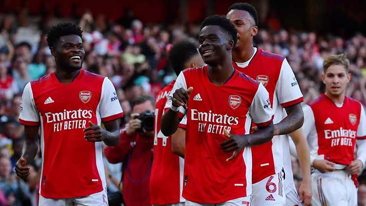 Selebrasi gol Bukayo Saka pemain Arsenal Copyright: © REUTERS