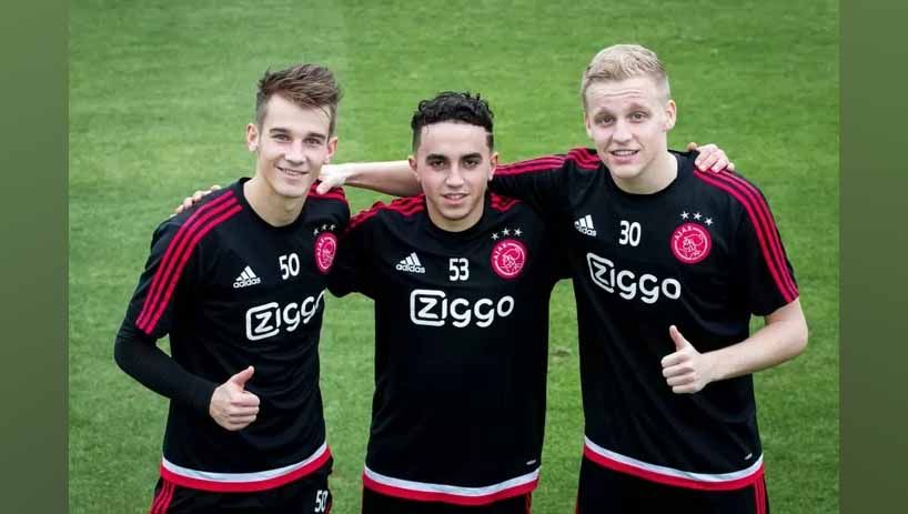Vaclav Cerny, Abdelhak Nouri, dan Donny van de Beek saat masih bersama di Ajax Amsterdam. Copyright: © gelderlander/proshots