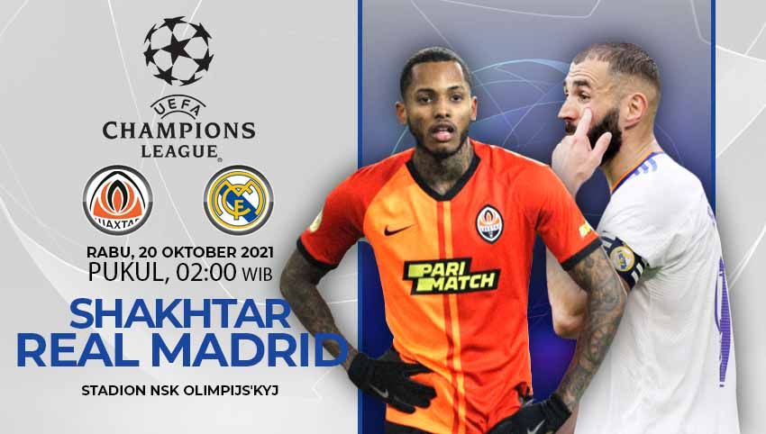 Berikut link live streaming pertandingan lanjutan pekan ketiga Liga Champions Eropa musim 2021-2022 antara Shakhtar Donetsk vs Real Madrid. Copyright: © INDOSPORT