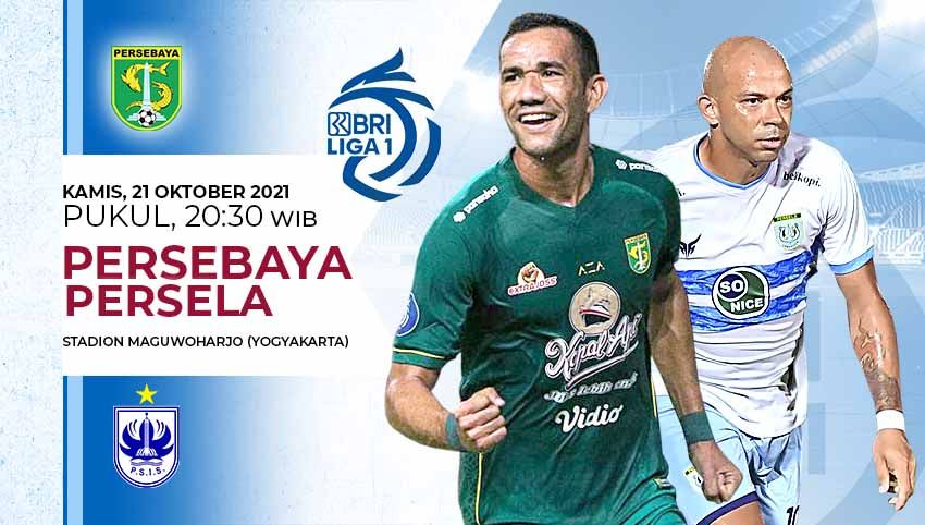 Berikut link live streaming pertandingan BRI Liga 1 2021-2022 pekan ke-8 antara Persebaya Surabaya vs Persela Lamongan. Copyright: © Grafis:Yanto/Indosport.com
