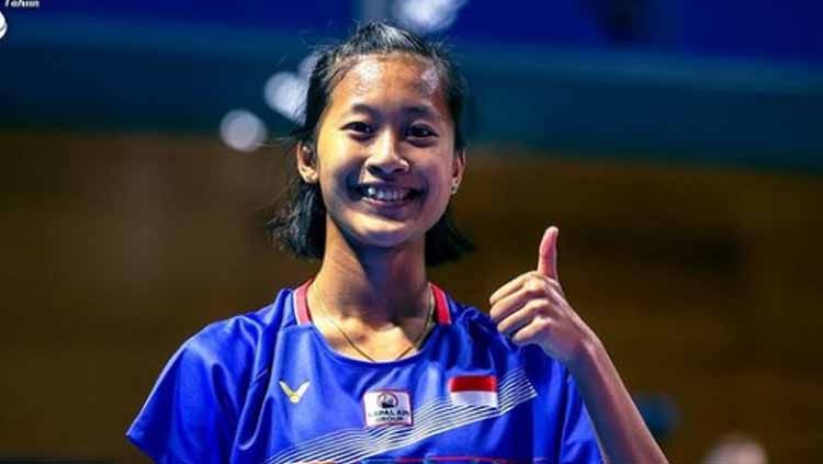 Tunggal putri Indonesia, Putri Kusuma Wardani, mendapatkan pujian dari netizen karena skillnya yang mematikan setelah sukses meraih juara di Orleans Masters 2022. Copyright: © badminton.ina