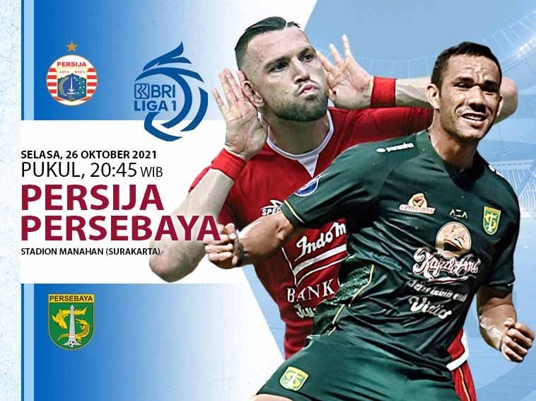 Berikut link live streaming pertandingan BRI Liga 1 2021-2022 yang mempertemukan Persija Jakarta vs Persebaya Surabaya pada Selasa (26/10/21). Copyright: © Grafis:Yanto/Indosport.com