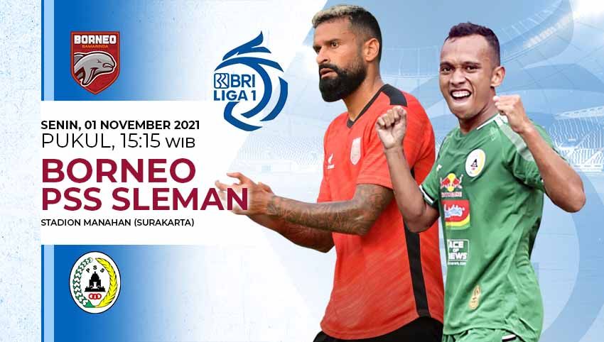Borneo FC akan menghadapi PSS Sleman pada pertandingan ke-10 BRI Liga 1 2021-2022 di Stadion Manahan, Senin, (01/11/21). Copyright: © Grafis:Yanto/Indosport.com