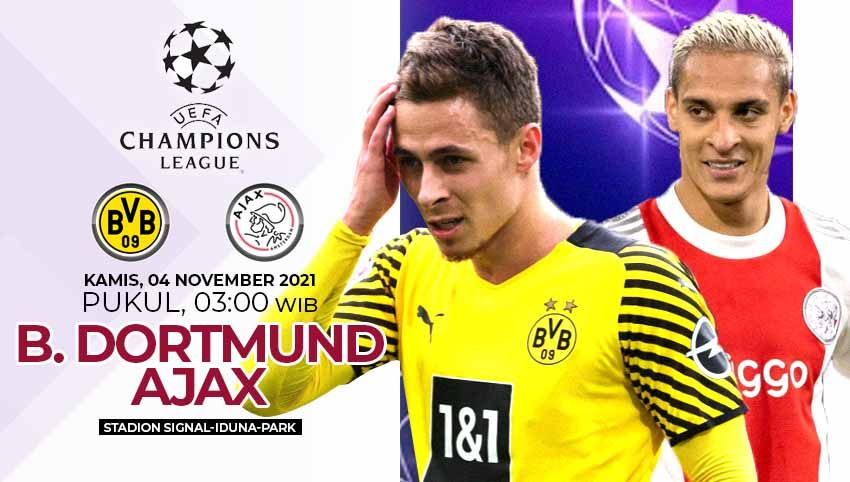 Prediksi matchday keempat fase grup Liga Champions 2021/2022 antara Borussia Dortmund vs Ajax Amsterdam yang digelar pada Kamis (04/11/21) pukul 03.00 WIB. Copyright: © INDOSPORT
