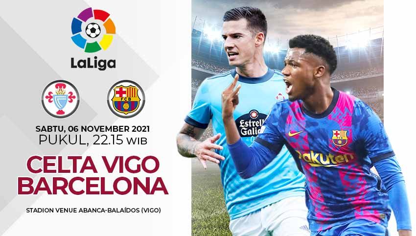 Link live streaming pertandingan pekan ke-13 Liga Spanyol 2021/2022 antara Celta Vigo vs Barcelona yang akan digelar pada Sabtu (06/11/21) pukul 22.15 WIB. Copyright: © Grafis: Yuhariyanto/Indosport.com