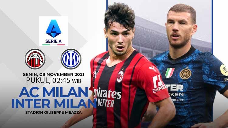 AC Milan akan menjamu Inter Milan pada pekan ke-12 Liga Italia 2021/22 di San Siro dalam laga bertajuk Derby della Madonnina, Senin (08/11/21) pukul 02.45 WIB. Copyright: © INDOSPORT