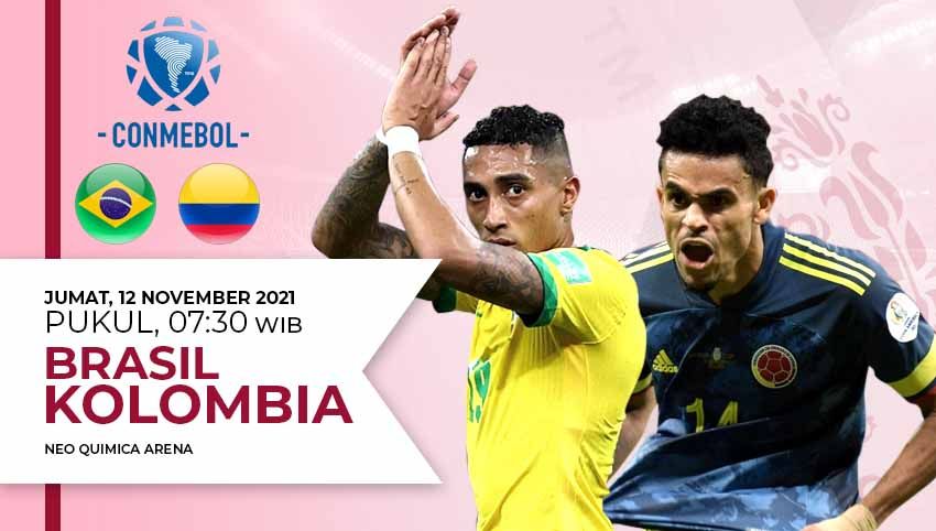 Prediksi pertandingan matchday ke-13 kualifikasi Piala Dunia 2022 zona Amerika Selatan antara Brasil vs Kolombia yang pada Jumat (12/11/21) pukul 07.30 WIB. Copyright: © INDOSPORT