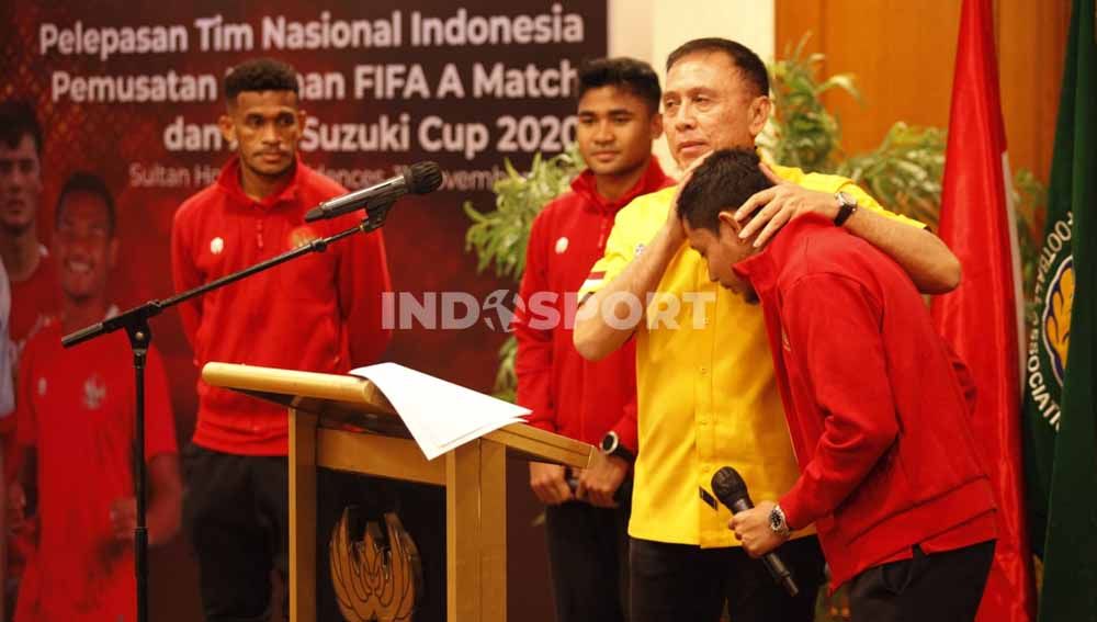 Acara pelepasan Timnas Indonesia Senior untuk pemusatan latihan (TC) ke Turki sekaligus Piala AFF 2020 di Hotel Sultan, Jakarta,  Kamis (11/11/21). Copyright: © Herry Ibrahim/INDOSPORT