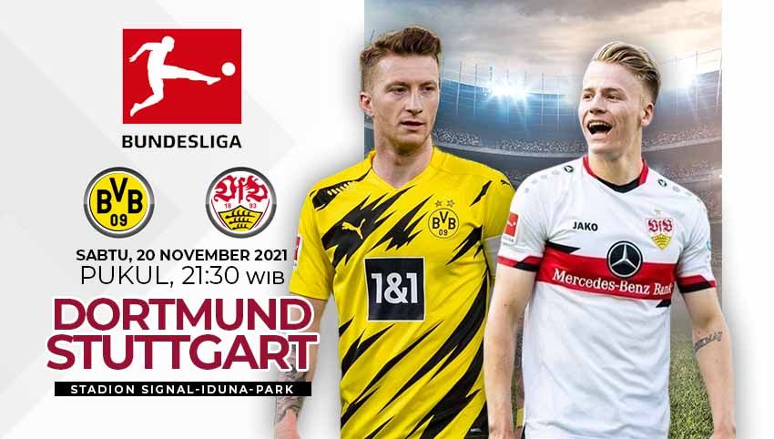 Link live streaming pertandingan Liga Jerman pekan ke-12 yang akan mempertemukan Borussia Dortmund vs VfB Stuttgart pada, Sabtu (20/11/21) pukul 21.30 WIB. Copyright: © INDOSPORT