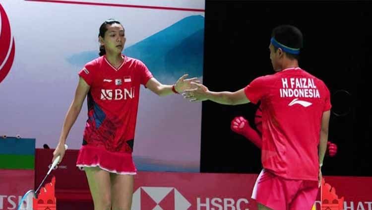Hasil babak 16 besar Indonesia Masters 2021 antara wakil tuan rumah, Hafiz Faizal/Gloria Emanuelle Widjaja melawan Chang Tak Ching/Ng Wing Yung (Hong Kong). Copyright: © badminton.ina