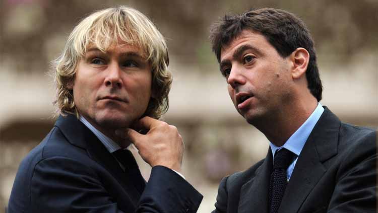 Presiden Juventus Andrea Agnelli (kanan) dan Pavel Nedved Copyright: © zimbio