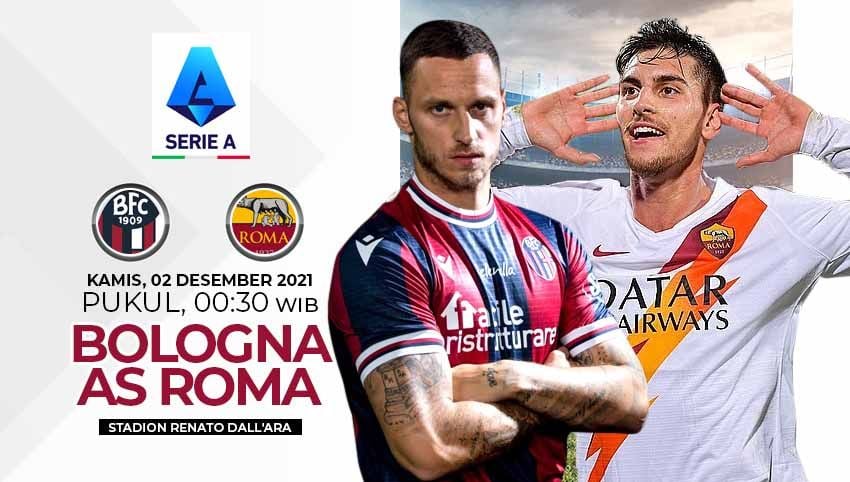 Berikut prediksi pertandingan Liga Italia 2021-22 pekan ke-15 antara Bologna vs AS Roma pada Kamis (02/12/21) pukul 00:30 dini hari WIB. Copyright: © INDOSPORT
