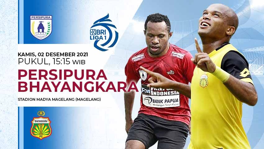 Prediksi pertandingan antara Persipura Jayapura vs Bhayangkara FC di pekan ke-15 kompetisi Liga 1 musim 2021-2022. Copyright: © Grafis: Yuhariyanto/Indosport.com