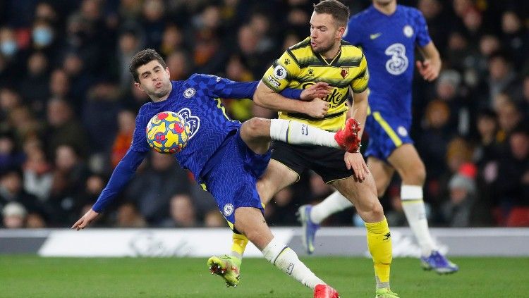 Christian Pulisic di laga Watford vs Chelsea (02/12/21). Copyright: © Reuters/Paul Childs