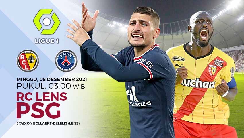 Pertandingan antara RC Lens vs Paris Saint-Germain (Ligue 1). Copyright: © Grafis: Yuhariyanto/INDOSPORT.com