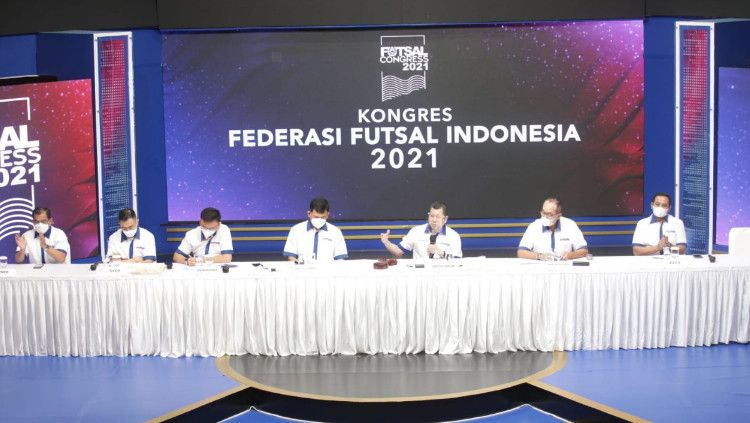 Ketua Umum FFI, Hary Tanoesoedibjo berkomitmen untuk tetap mendukung kemajuan futsal di Indonesia dalam Kongres FFI 2021, Kamis (09/12/21). Copyright: © FFI