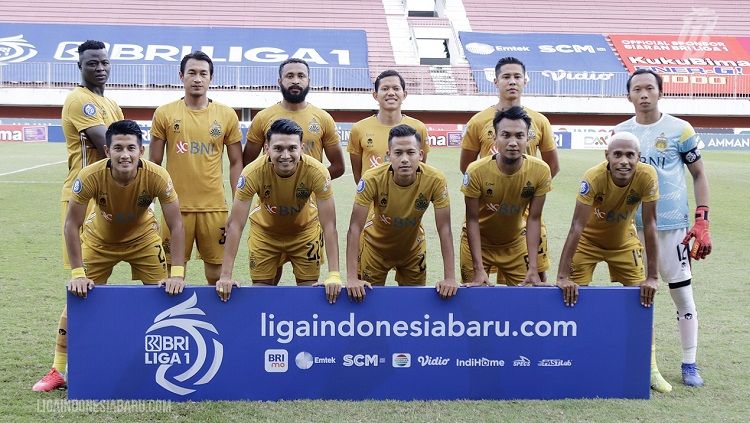 Skuat Bhayangkara FC dalam pertandingan Liga 1. (Foto: PT LIB) Copyright: © PT LIB