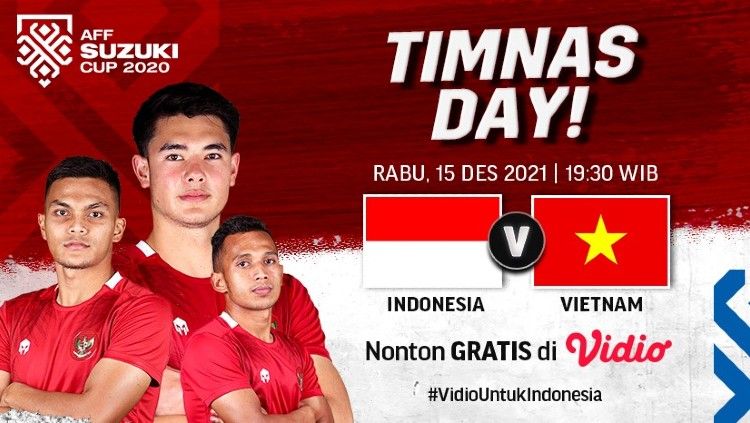 Laga Timnas Indonesia vs Vietnam di ajang Piala AFF 2020 (15/12/21) dapat ditonton secara gratis di vidio.com. Copyright: © vidio.com