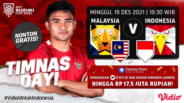 Pertandingan Piala AFF 2020 antara timnas Indonesia vs Malaysia. Copyright: © Vidio.com