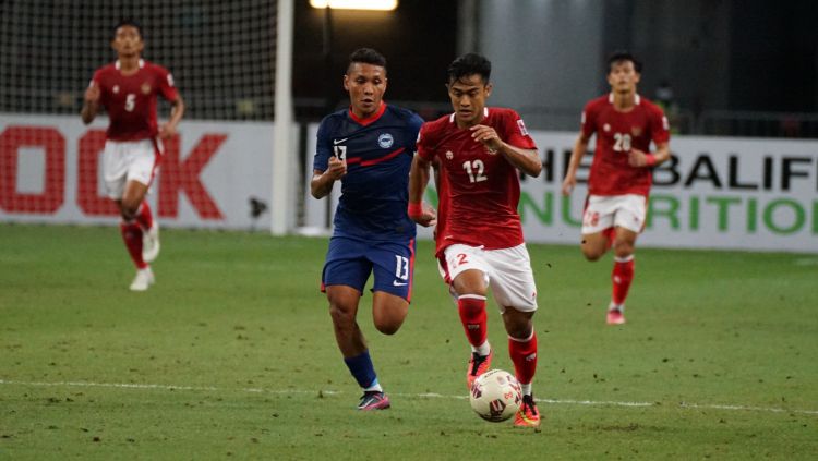 Timnas Indonesia bermain imbang sama kuat 1-1 dengan Singapura pada babak pertama leg kedua semifinal Piala AFF 2020 di National Stadium, Sabtu (25/12/21). Copyright: © PSSI
