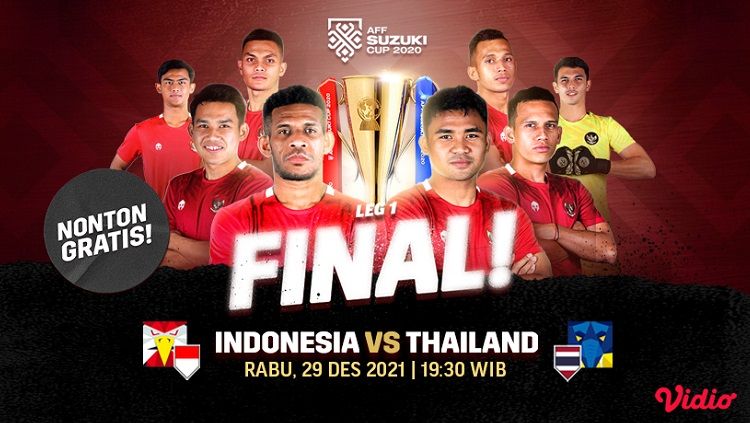 Pertandingan final Piala AFF 2020 antara timnas Indonesia vs Thailand. Copyright: © Vidio.com