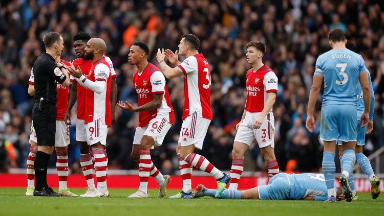 Arsenal telah kehilangan banyak pemain dan berpotensi ditinggal lagi saat bursa transfer musim panas nanti. Foto: Reuters/John Sibley. Copyright: © Reuters/John Sibley