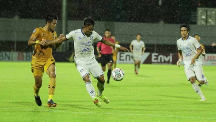Bhayangkara FC kalah 0-1 dari Arema FC dipekan ke-19 Liga 1 2021, Senin (09/01/21). Copyright: © MO Arema fc