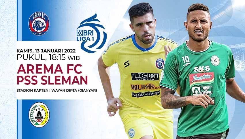Arema FC akan menghadapi PSS Sleman di pekan ke-19 Liga 1 2021/2022, Kamis (13/01/22). Berikut prediksi untuk pertandingan tersebut. Copyright: © Grafis: Yuhariyanto/Indosport.com