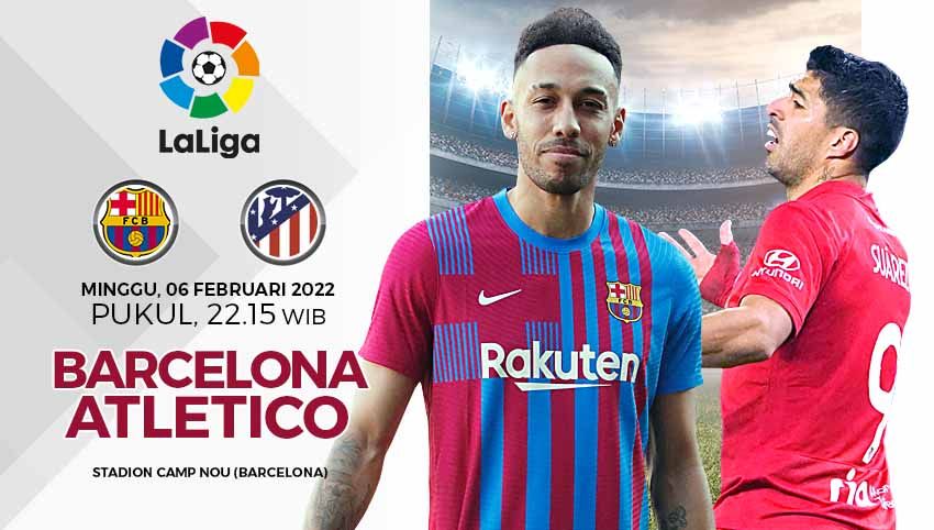 Link live streaming pertandingan pekan ke-23 Liga Spanyol 2021/2022 antara Barcelona vs Atletico Madrid yang digelar pada Minggu (06/02/22) pukul 22.15 WIB. Foto: REUTERS/Albert Gea/Vincent West Copyright: © Grafis: Yuhariyanto/INDOSPORT.com