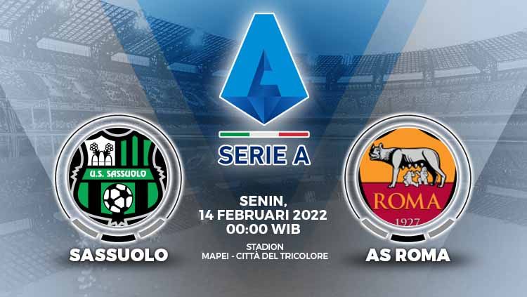AS Roma akan memainkan lawatannya ke markas Sassuolo pada pekan ke-25 Liga Italia 2021/22 pada Senin (14/02/22). Copyright: © Grafis: Yuhariyanto/INDOSPORT.com