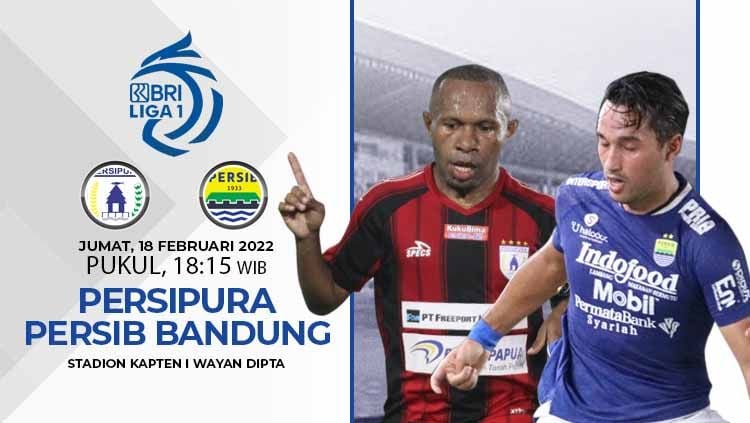 Prediksi pertandingan pekan ke-26 kompetisi Liga 1 2021-2022, antara Persipura Jayapura menghadapi Persib Bandung, Jumat (18/02/22). Copyright: © ligaindonesiabaru