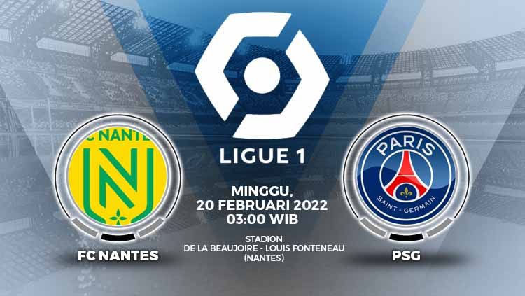 Berikut link live streaming pertandingan lanjutan pekan ke-25 kompetisi Ligue 1 Prancis musim 2021-2022 antara Nantes vs Paris Saint-Germain (PSG). Copyright: &copy; Grafis: Yuhariyanto/INDOSPORT.com