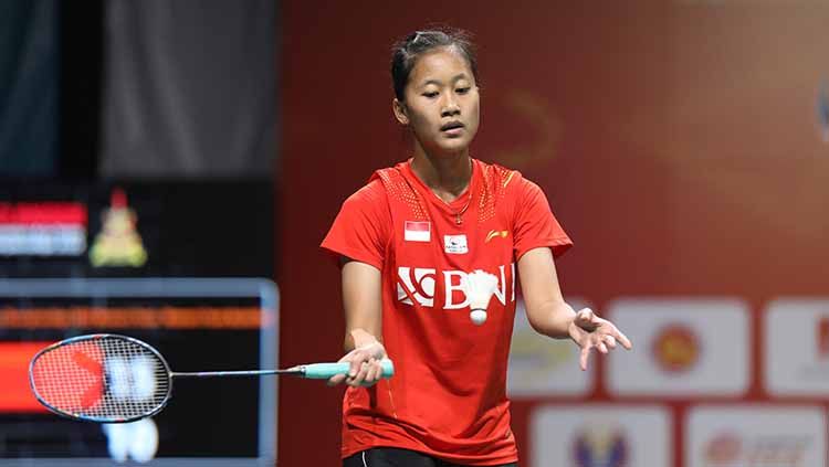 Misi balas dendam kepada pemain asal Korea, akhirnya tuntas di mana Putri Kusuma Wardani membawa Indonesia juara Badminton Asia Team Championship (BATC) 2022. Copyright: © Humas PP PBSI