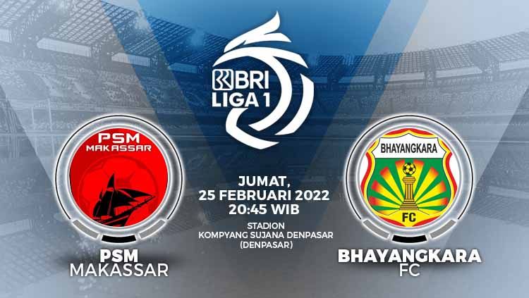 Bhayangkara FC akan hadapi PSM Makassar dipekan ke-27 Liga 1 2021, Jumat (25/02/22). Copyright: © Grafis: Yuhariyanto/INDOSPORT.com