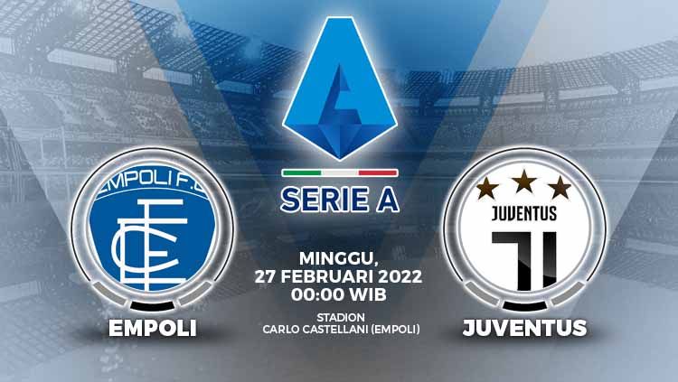 Prediksi pertandingan Serie A Liga Italia antara Empoli vs Juventus, di Stadion Carlo Castellani, Minggu (27/02/22). Copyright: © Grafis: Yuhariyanto/INDOSPORT.com