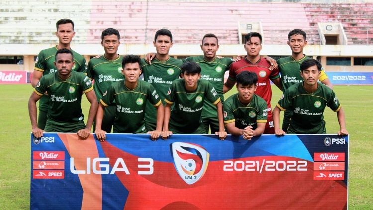 Skuat PS Palembang dalam pertandingan Liga 3 melawan Persipa Pati di Stadion Kebondalem, Kabupaten Kendal, Rabu (23/2/22). Copyright: © Media PS Palembang
