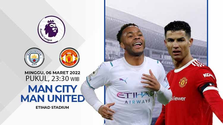 Berikut link live streaming pertandingan Liga Inggris antara Manchester City vs Manchester United pada Minggu (06/03/22) pukul 23.30 WIB. Copyright: © REUTERS/Craig Brough/REUTERS/Chris Radburn