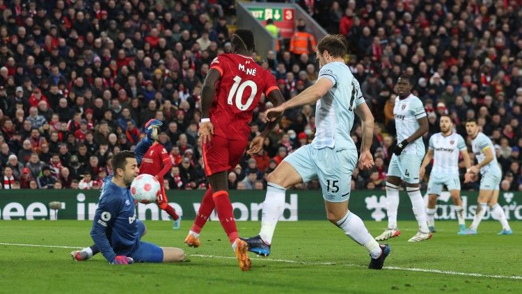 Hasil pertandingan pekan ke-28 Liga Inggris 2021/2022 antara Liverpool vs West Ham United yang digelar pada Minggu (06/03/22) dan berskor akhir 1-0. (Foto:REUTERS/Phil Noble) Copyright: © REUTERS/Phil Noble