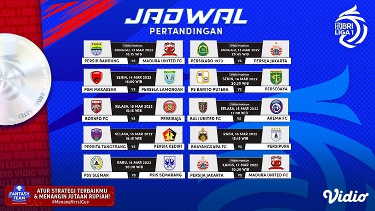 Jadwal dan link streaming Liga 1 2021-2022 di Vidio. Copyright: &copy; Vidio.com